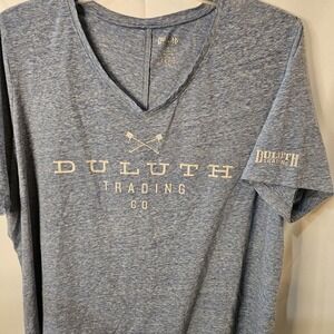 Duluth Trading Co Logo Womens Heathered Blue Tshirt 2X Graphic